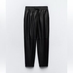 Zara Black Faux Leather Joggers